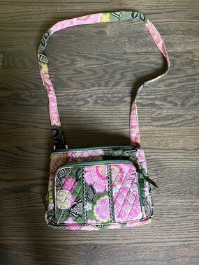 Vera Bradley Pink and Green Quilted Crossbody